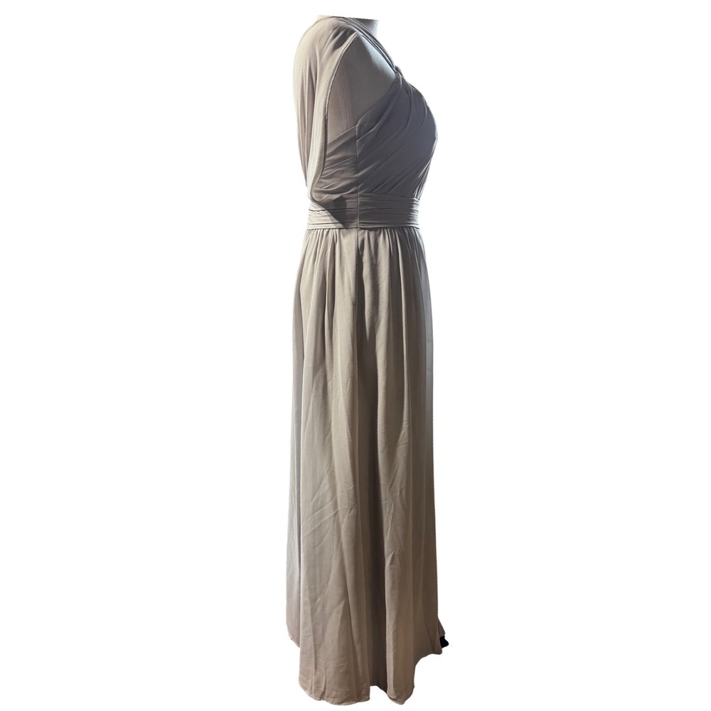 Bill Levkoff Gown Women‎ 8 Taupe Halter Pleated Chiffon Formal Dress - Picture 8 of 13
